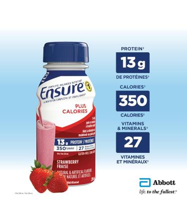 Ensure Plus Calories Nutritional Supplement Shake To Help With Healthy Weight Gain Or Maintenance Strawberry 6 x 235-mL Bottles Meal Replacement - Buy Online on GoSupps.com