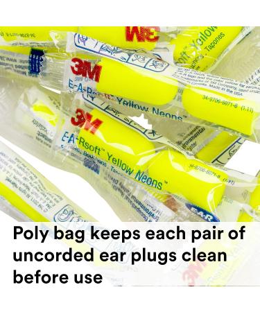 3M Ear Plugs  200 Pairs/Box  E-A-Rsoft Yellow Neons 312-1251  Uncorded  Disposable  Foam  NRR 33  Drilling  Grinding  Machining  Sawing  Sanding  Welding  Slightly Longer Ear Plug  1 Pair/Poly Bag - Buy Online on GoSupps.com