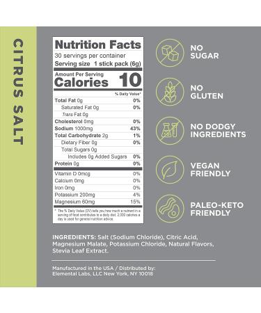 LMNT Keto Electrolyte Powder Packets | Paleo Hydration | Citrus Salt | No Sugar & Artificial Ingredients | 30 Stick Packs - Buy Online on GoSupps.com