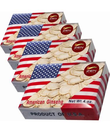 4 Boxes of Hand Selected American Wisconsin Ginseng Slice (16 Oz.) - Boost Your Immune System Fast 4 Ounce (Pack of 4)