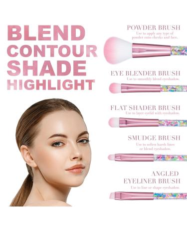 Expressions 5pc Sprinkle Confetti Makeup Brush Set - Pink Rainbow Handles Dense Bristles | Premium Makeup Brushes for Perfect Application - Buy Online on GoSupps.com