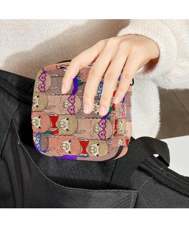 Stylish Menstruation Pad Bag with Zipper | Cute Llamas & Alpacas | Women's Tampon & Napkin Collecting Bag - Buy Online on GoSupps.com
