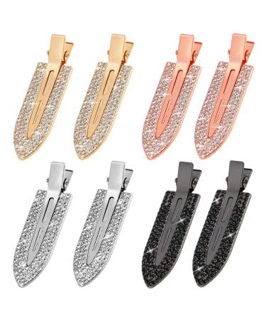 8PCS No Bend Hair Clips  UHOMENY Rhinestone No Bend Hair Styling Bangs Clips Diamond No Dent Flat Clip Curl Makeup Pin Barrette for Women Hairstyle Salon Hairdressing Waves