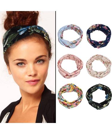 Willingood Women's Floral Headband | Multi-Colored Turban Hair Wrap | 6-Pack Hair Accessories - 8.5cm Width - Buy Online on GoSupps.com