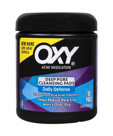 OXY Acne Medication Cleansing Pads  Daily Defense with Maximum Strength 2% Salicylic Acid 90 Count (90 pads Pack of 3) 90 Count (Pack of 3)