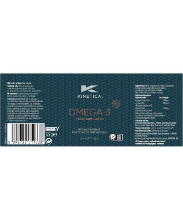 Kinetica Sports Omega-3 Fish Oil | 1500mg Omega-3 Fatty Acids 1000mg EPA & 500mg DHA/Serve 45 Servings/90 Capsule Pack | 2 Capsules/Day | Reduces Muscle Soreness with Anti-Inflammatory Properties - Buy Online on GoSupps.com