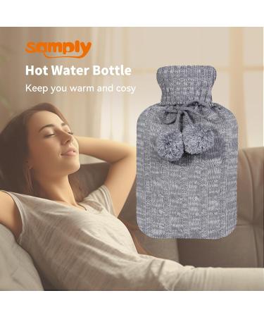 Samply 2L Hot Water Bottle with Knitted Cover - Grey | Hot and Cold Compress for Pain Relief - Buy Online on GoSupps.com