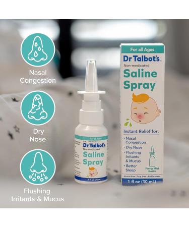 Dr. Talbot's Baby Saline Spray for Nasal Congestion Dry Nose and Mucus Flushing Relief - 1 fl oz - Gentle Pump Mist for All Ages Saline Spray Saline Spray - Buy Online on GoSupps.com