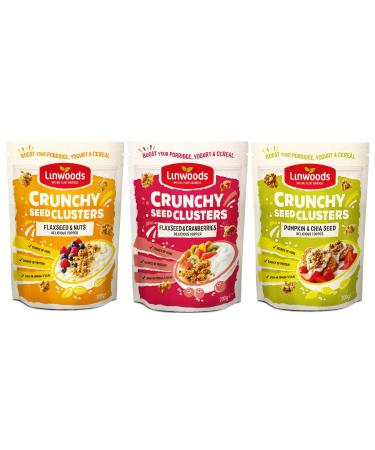 Linwoods Linwoods 200g Crispy Seed Cluster - 3 Cluster - 1 x Flaxseed & Nut Seeds 1 x Pumpkin & Chia Seeds 1 x Flaxseed & Cranberry Seed