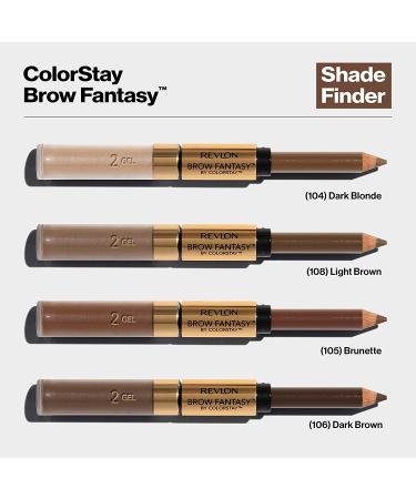 Revlon ColorStay Brow Fantasy Eyebrow Gel & Pencil - 2-in-1 Eye Makeup in Dark Brown 0.04 Oz - Longwearing Formula for Precision Application - Buy Online on GoSupps.com