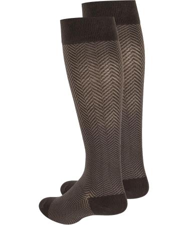 Men's X-Large Herringbone Cotton Socks 15-20 mmHg - Brown | Comfortable Compression Socks for All-Day Wear - Buy Online on GoSupps.com