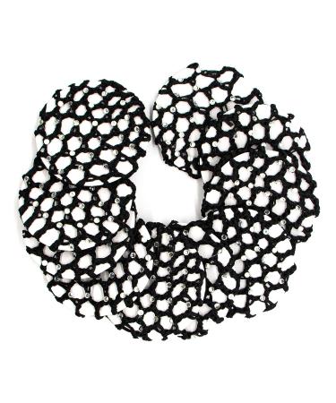 AUEAR 10 Pack Handmade Crochet Bun Cover Snood Hair Net with Pearls Black - Buy Online on GoSupps.com
