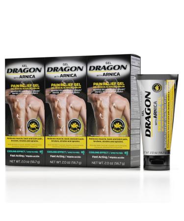 Dragon Pain Relief Gel with Arnica Extra Strength Bruise Cream Muscle Relaxer Knee Pain Relief Arnica Cream for Bruising Shoulder Pain Relief Hip Ankle Sprain Swollen Feet Relief 2 oz 3 PACK
