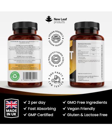 Premium Shilajit Capsules 1400mg 60% Fulvic Acid - High Strength Himilayan Shilajit | 2 Months Supply | Made in UK | New Leaf 120 Capsules - Buy Online on GoSupps.com