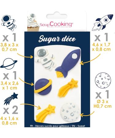 ScrapCooking 6985 Space Sugar Decorations for Pastries Desserts Cakes Biscuits Cupcakes Birthdays - Space Ship Astronaut Star Cake Design - Buy Online on GoSupps.com