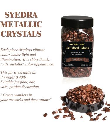 Syedra Crushed Glass for Crafts - High Luster Metallic Glitter Bulk Decoration - 410G Dark Brown - 3-6mm - Buy Online on GoSupps.com