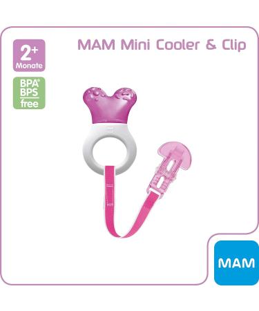 MAM Cooler & Clip Cooling Bite Ring for Babies 2+ Months - Lightweight Pink Teether Aid Easy Attachment (1 Piece) - Buy Online on GoSupps.com