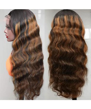 NAYUMI Ombre Lace Front Human Hair Wig 20 Inch 200% Density Balayage FB30 Body Wave - Honey Blonde Highlight for Black Women - Buy Online on GoSupps.com