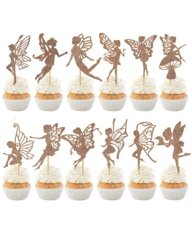 60 Pcs Fairy Cupcake Toppers Glitter Wing Angel Fairy Cupcake Picks Ballet Dancer Cake Decorations for Wedding Bridal Shower Baby Shower Birthday Party Supplies Color06