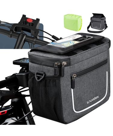 LRUVDOX bike pocket handlebar with handlebar adapter for bicycle and electric bicycles 5l bicycle basket in front waterproof handlebar bag e-bike with cell phone holder touchscreen and removable shoulder strap - Buy Online on GoSupps.com