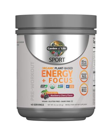 Garden of Life Sport Organic Plant-Based Energy Focus Vegan Pre Workout - BlackBerry Cherry - 40 Servings