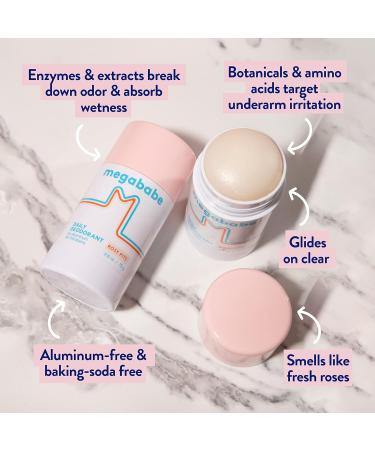 Megababe Underarm 2-Piece Bundle - Rosy Pits Daily Deodorant 2.6 oz & Space Bar Detox Soap 3.5 oz | Odor Protection Aluminum Free - Buy Online on GoSupps.com