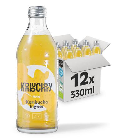 Kombuchery Ginger 12 x 330ml Bio-Kombucha-Premium Roh-Kombotha tea drink-vegan low-calorie little sugar fermented unpasteurized healthy & sustainable - Buy Online on GoSupps.com