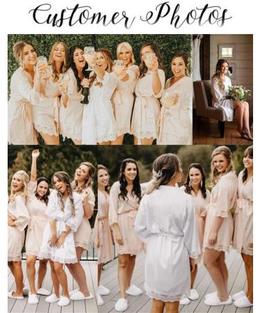 BESDEL Women's Satin Silk V-Neck Kimono Robe for Bridesmaids - Small, Beige - Buy Online on GoSupps.com