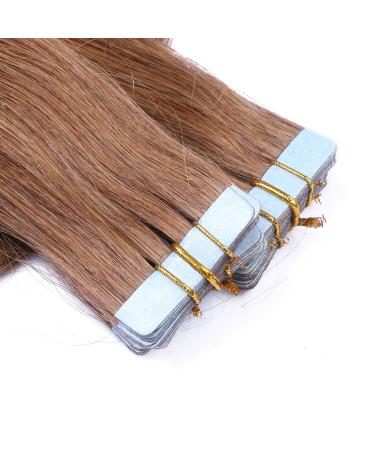 Buy Tape-In Hair Extensions #8 Golden Brown 50cm - 100% Remy Real Hair - 50 Tresses with Adhesive Tape - Shop Now! - Buy Online on GoSupps.com