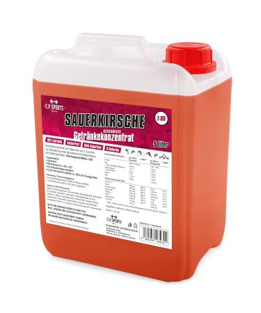 C.P.Sports Sugar-Free Cherry Beverage Syrup 5L Concentrate with Vitamins for Vital Sports Drinks + Pump Dispenser Ideal for Hydration & Energy - Buy Online on GoSupps.com