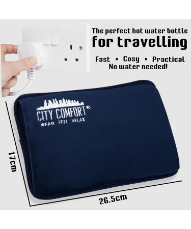 CityComfort Rechargeable Electric Hot Water Bottle Heat Pad | 6 Hour Warmth | Temperature Control | Detachable Lead | Navy | Gift Idea - Buy Online on GoSupps.com