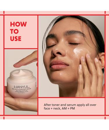 Hanyul Red Rice Hydrating Cream with Fermented Rice Extract Collagen | Korean Vegan Ceramide Moisturizer for Deep Hydration Radiant Skin Glow Firming & Barrier Support 1.86 fl. oz. Light Floral - Buy Online on GoSupps.com