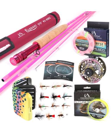 Maximumcatch Elegant pink fly rod for women 2/5 WT 6 6 /9ft 4 parts fly fishing rod combo elegant 9 '5wt 4 parts rod and roll combo