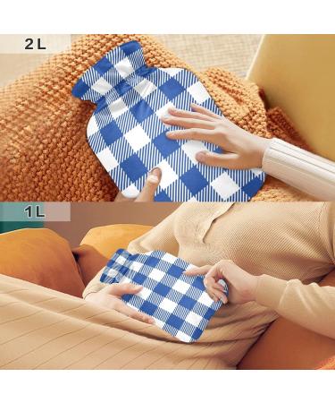 Blue Buffalo Plaid Karo Hot Water Bottle | 1L Heat Pack for Pain Relief | Ideal for Women Girls & Children - Buy Online on GoSupps.com