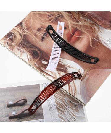 6-Piece Banana Clip Comb Set for Women - Brown/White/Black | Hair Grip Fishtail Ponytail Accessory - Buy Online on GoSupps.com