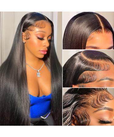 GIVHAP 24 Inch Straight Lace Front Wigs Human Hair Pre Plucked with Baby Hair 180% Density 13x4 HD Lace Frontal Wigs Human Hair Natural Hairline Brazilian Virgin Human Hair Wigs for Black Women 24inch 24 Inch 13X4 Straig...