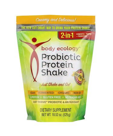 Body Ecology Probiotic Protein Shake Powder | Fermented Protein Dietary Supplement | Non-GMO | Gluten Free | Soy Free | No Sugar Added | 15g of Protein | Protein Powder | Resealable 18.52 OZ