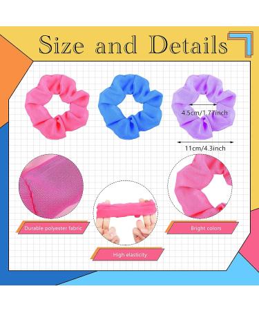 Yunlly 80s Neon Scrunchies - 96 Pcs Hair Ties for Women | 6 Colors - Buy Online on GoSupps.com