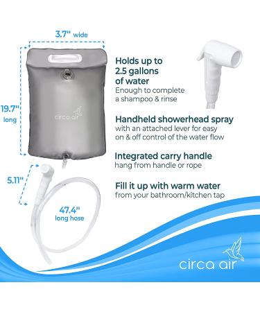 CIRCA AIR Bedside Shower Water Bag - 2.5 GL Portable Hair Washing Shower for Elderly | Use with Inflatable Hair Washing Basin - Buy Online on GoSupps.com