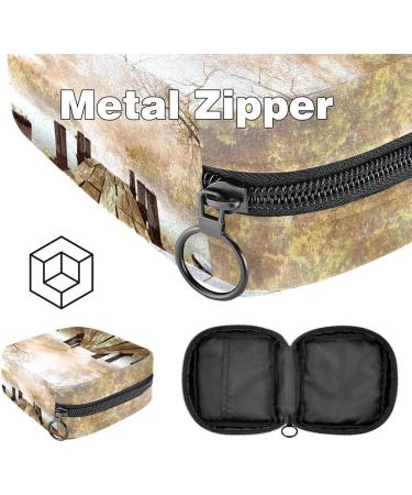 Antique Nature Bridge Lake Womenbinden Storage Pocket | Large Menstrual Cup Zipper Bag - Perfect for Period Inserts Panty Liners & Tampons - Multi-Colored - Buy Online on GoSupps.com