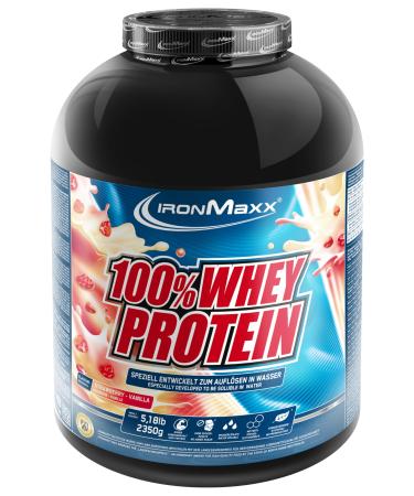 Ironmaxx 100% whey protein powder - Strawberry vanilla 2.35kg can |Suck -reduced water -soluble protein powder from whey protein |many different flavors