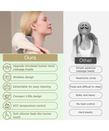 Neck & Shoulder Shiatsu Massage Device with Heat - Electric Silicone Massage for Back Legs & Feet - Versatile & Comfortable Off-White Design - Buy Online on GoSupps.com