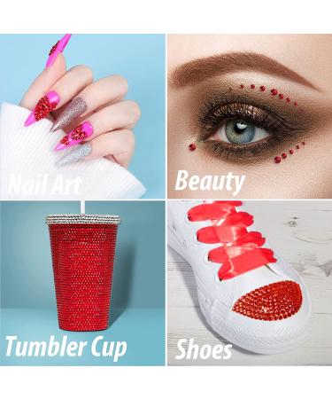 Teenitor Red Rhinestones for Nails - 8640 Flat Back Crystal Gems in 6 Mixed Sizes for Crafts, Nail Art, Face, and Jewelry - Buy Online on GoSupps.com