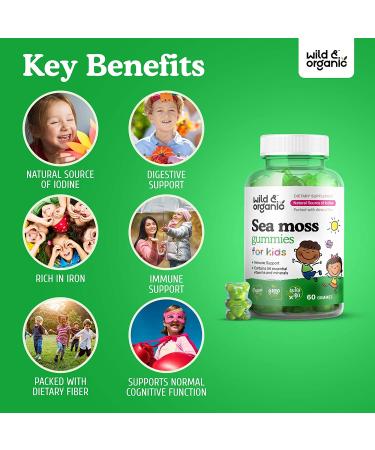 Organic Sea Moss Gummies for Kids - Immune Support & Thyroid Health - 60 Pcs - Buy Online on GoSupps.com