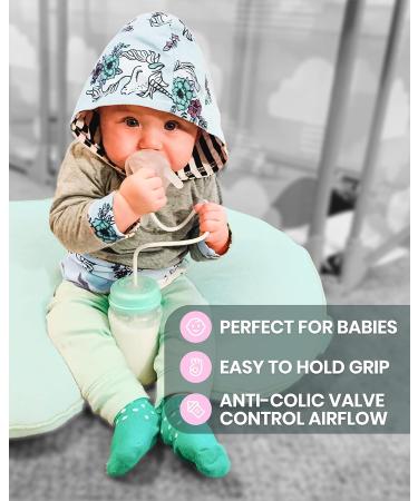 Skywin Self Feeding Baby Bottle 8oz with Straw | Anti Colic, Convenient Feeding | Green - Buy Online on GoSupps.com