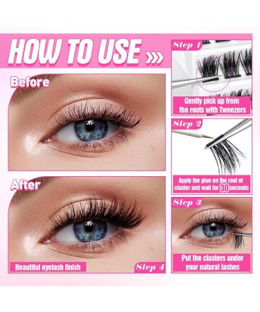 JIMIRE Eyelash Clusters 84Pcs DIY Wispy Individual Lashes 12-14-16MM D Curl Fluffy 5D Extensions - CL04 - Buy Online on GoSupps.com