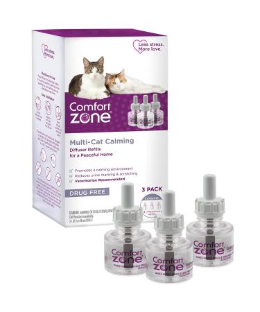 Comfort Zone Multi-Cat Diffuser Refills for a Peaceful Home | Veterinarian Recommend | Stop Cat Fighting and Reduce Spraying, Scratching, & Other Problematic Behaviors 3 Count