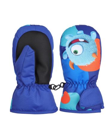 FAYHIJUN Waterproof Kids Mittens Toddler Winter Cold Weather Thermal Fleece Lined Warm PU Palm Gloves Snow Ski Glove for Age 1-9 Boys Girls Baby Skiiing Snowboarding Cycling Running Walking Outdoor Blue L(Age7-9)