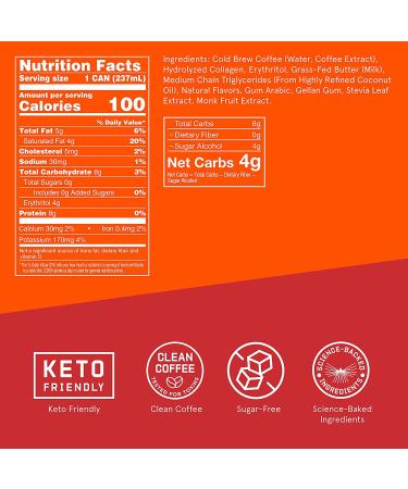 Bulletproof Original Cold Brew Coffee 8 Fl Oz 110 Calories 12 Pack - Keto Coffee with Protein, MCT Oil & Grass Fed Butter - Zero Sugar for Sustained Energy - Buy Online on GoSupps.com