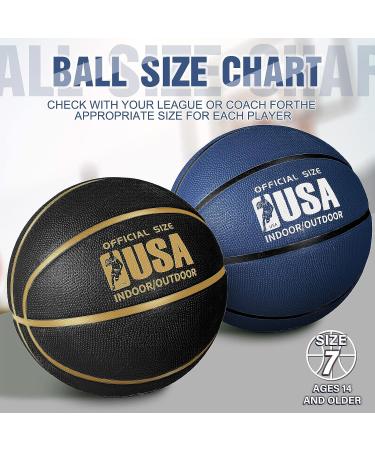 Lenwen Official Size Basketball Set - Size 7 Indoor Outdoor Rubber Ball with Pump for Youth & Adults - Navy Black - Buy Online on GoSupps.com